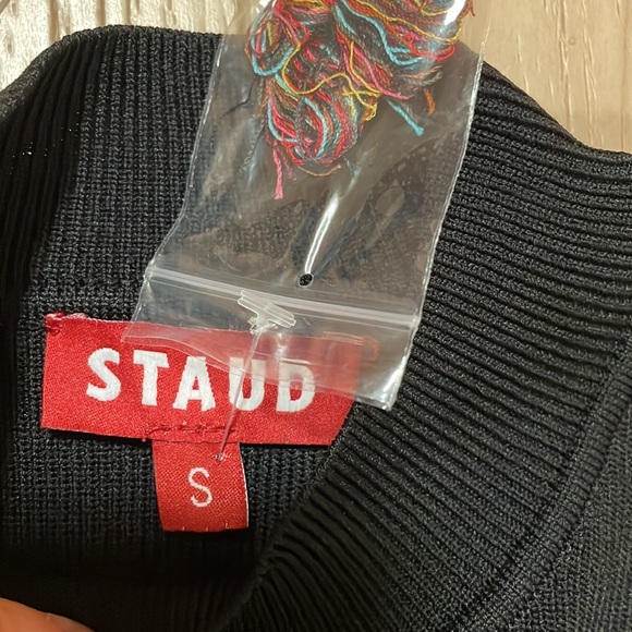 STAUD Clara Stripe Cutout Ribbed Long Sleeve Sweater Dress, sz S - Picture 8 of 15